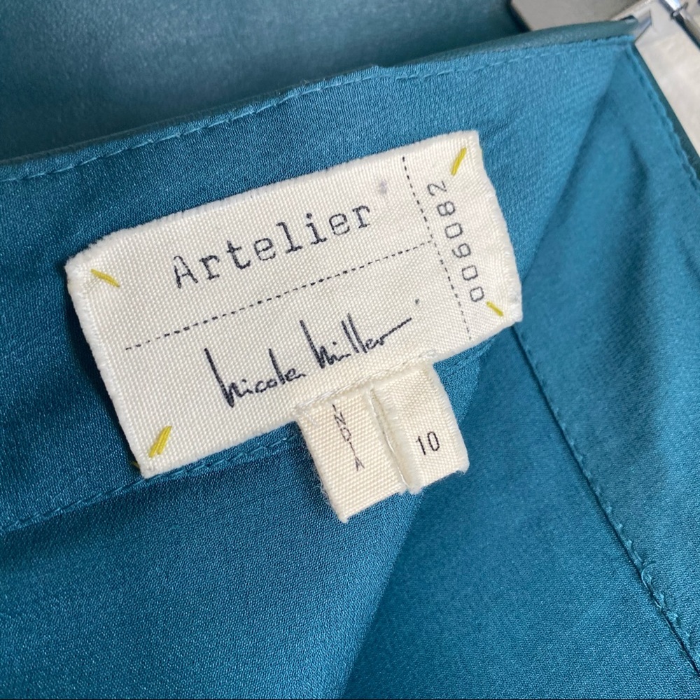 Nicole Miller Artelier Teal Leather Pencil Skirt Size 10 - Picture 11 of 12